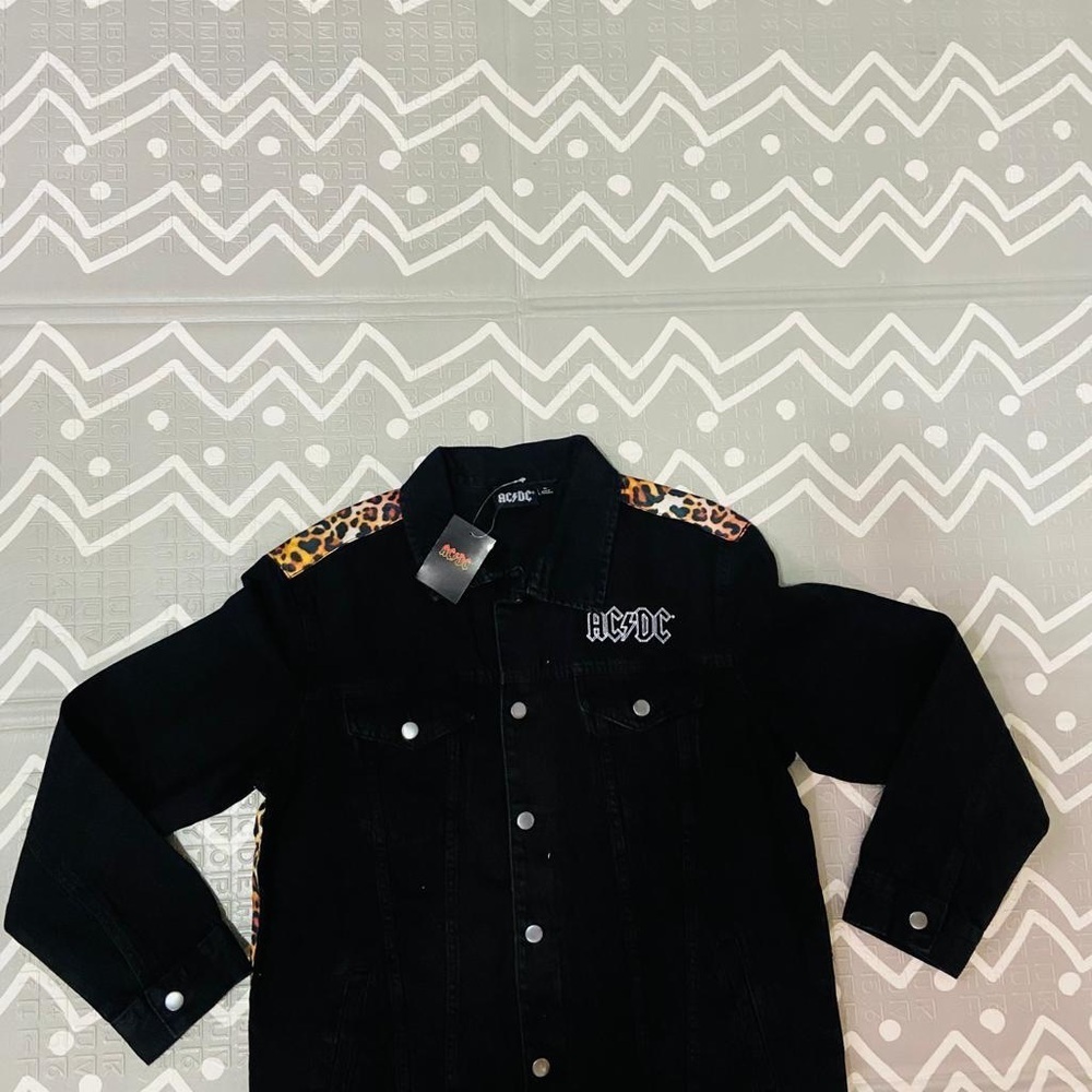 Vintage retro AC/DC acdc graphic denim jean jacket coat - Picture 4 of 5